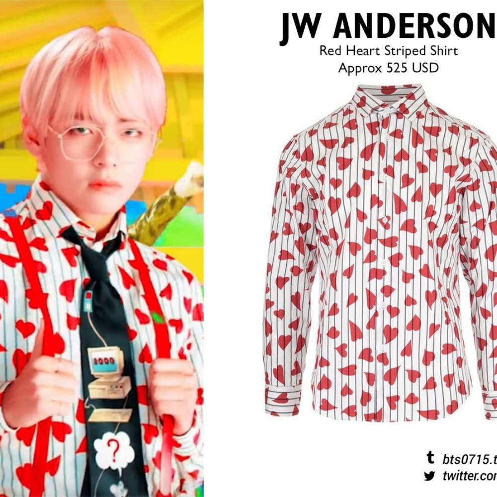 JW Anderson Striped Heart Button Down Shirt